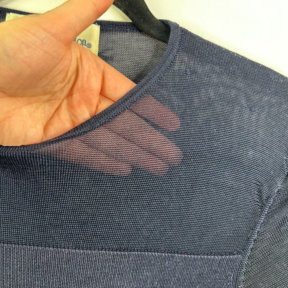 Norton McNaughton vintage black short sleeve mesh and‎ ribbed blouse size large - Picture 3 of 9